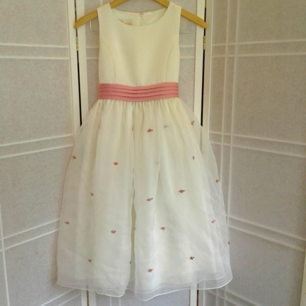 White pink flower girl party dress Cindere…